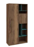 KSR6-83 L skříň šatní, 1x výsuvné ramínko, dvířka, niky, 2053x1022x400 mm, provedení levé, korpus a